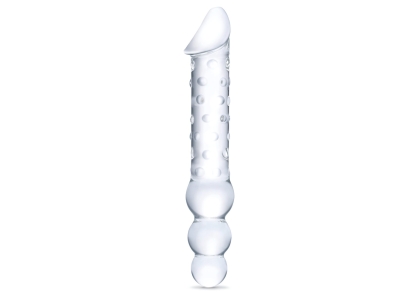 12" Double-Ended Glass Dildo with Anal Beads