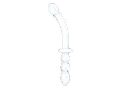 12” Girthy Ribbed G-spot Glass Dildo With Handle Grip