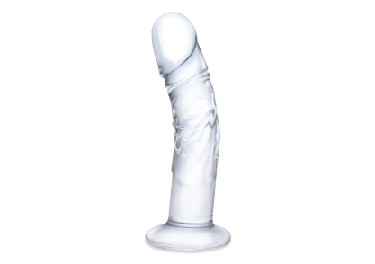 7" Curved Realistic Glass Dildo with Veins
