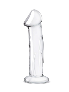 6" Glass Dildo with Veins & Flat Base