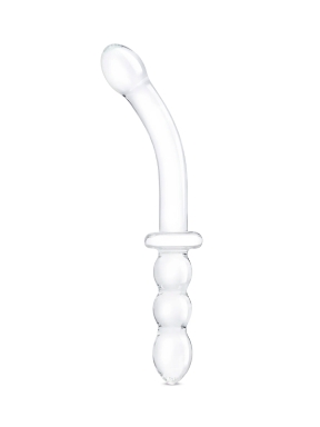 12” Girthy Ribbed G-spot Glass Dildo With Handle Grip