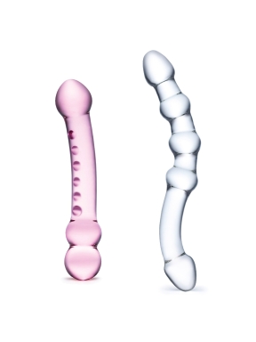 2-Piece Double-Pleasure Glass Dildo Set